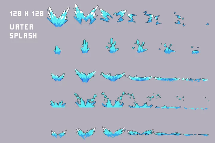 Game Water Effects & Splashes Pixel Pack