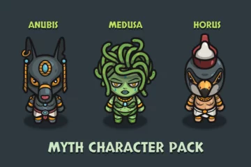 Mythology 2D Character Assets – Anubis, Medusa & Horus