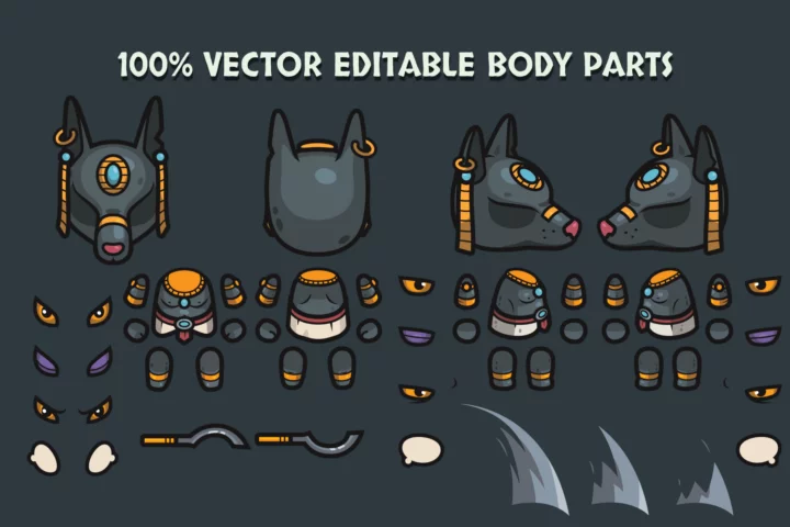 Mythology 2D Character Assets – Anubis, Medusa & Horus