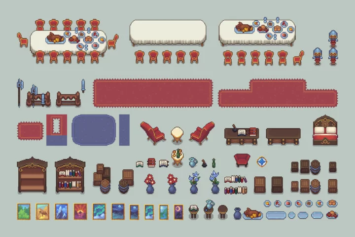 Noble’s Manor Pixel Top-Down Tileset Asset Pack