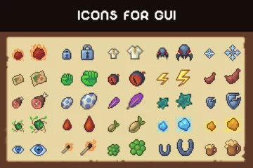 Free Basic Pixel Art Fantasy Icons 16x16 for UI