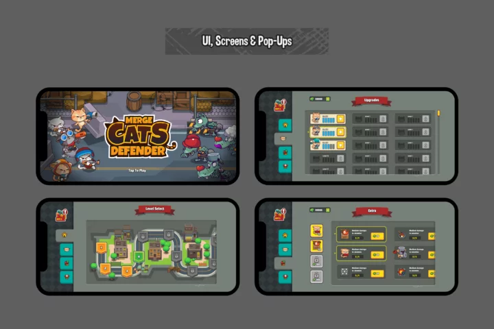 Free Cartoon Cat Defense Game Asset Kit