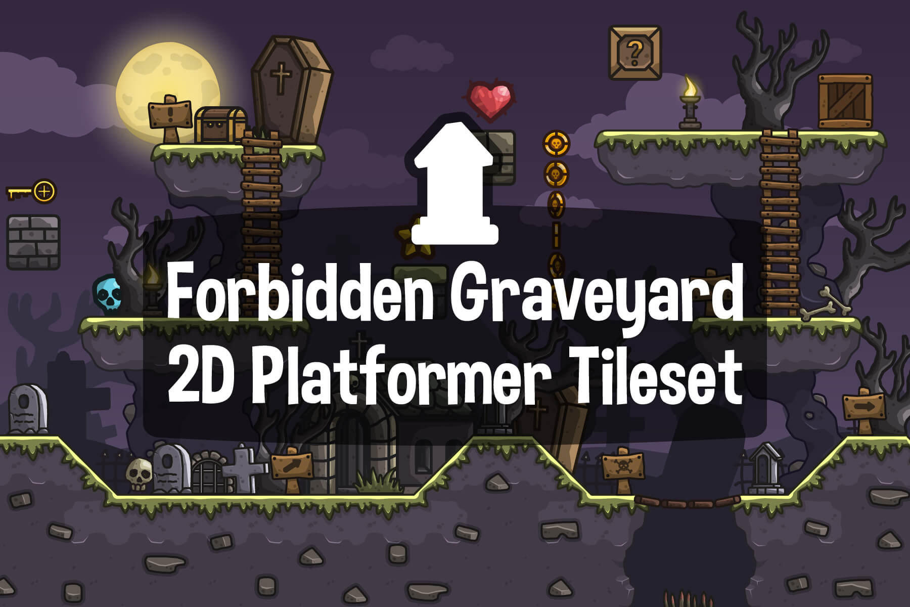Free Forbidden Graveyard 2D Platformer Tileset - CraftPix.net