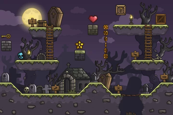 Free Forbidden Graveyard 2D Platformer Tileset
