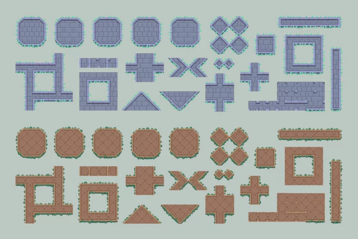 Free Path and Road Top-Down Pixel Tileset