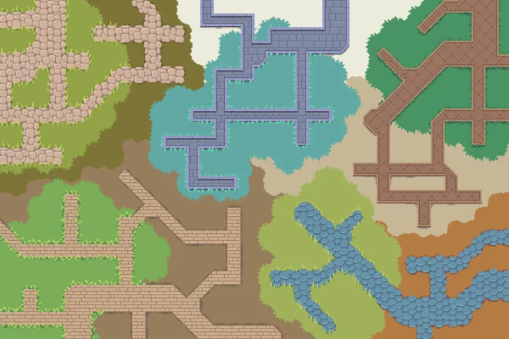 Free Path and Road Top-Down Pixel Tileset
