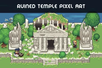 Free Ruined Temple Top-Down Location Pixel Art