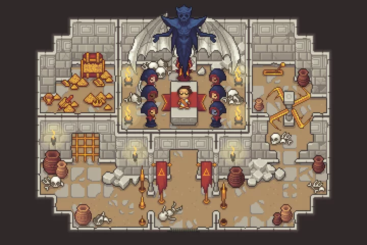 Free Ruined Temple Top-Down Location Pixel Art