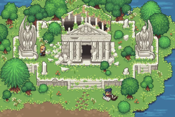 Free Ruined Temple Top-Down Location Pixel Art