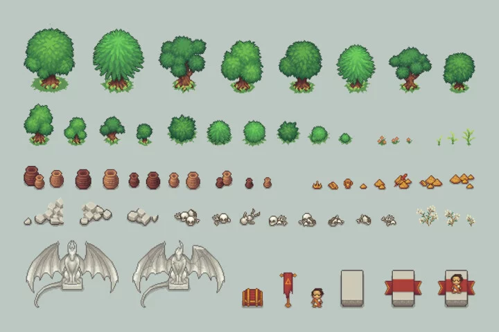 Free Ruined Temple Top-Down Location Pixel Art