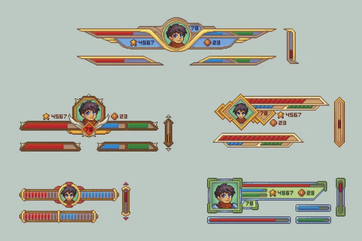 HP, Mana, Stamina, and Scroll Bar Pixel RPG Asset Pack