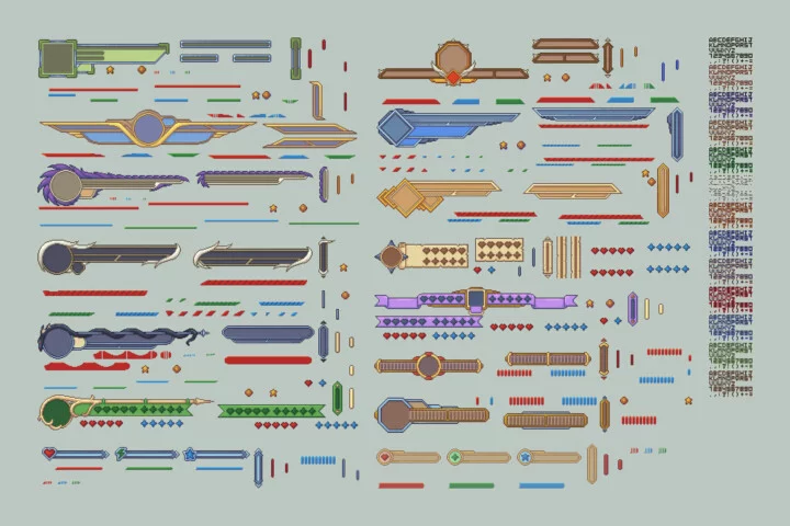 HP, Mana, Stamina, and Scroll Bar Pixel RPG Asset Pack
