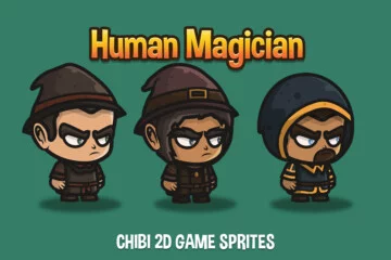 Human Magician Chibi Character Sprites