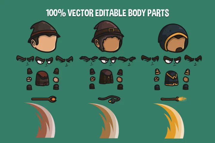 Human Magician Chibi Character Sprites
