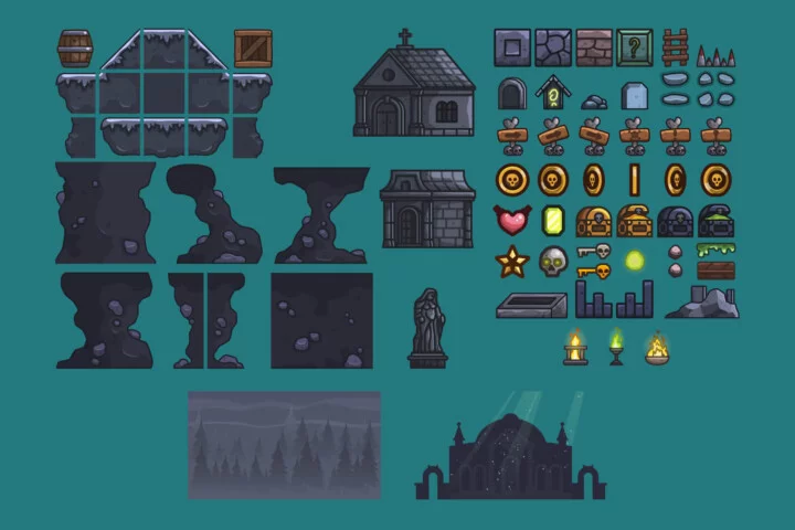 Necropolis 2D Platformer Tileset