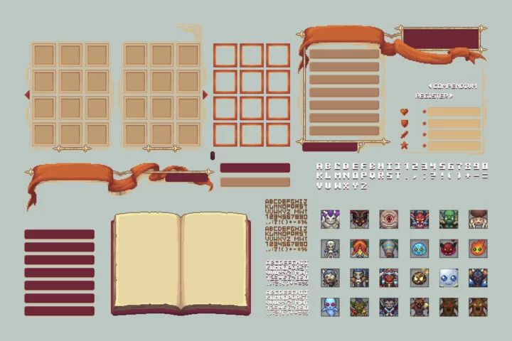 Fantasy Bestiary UI & Monster Pixel Art Pack