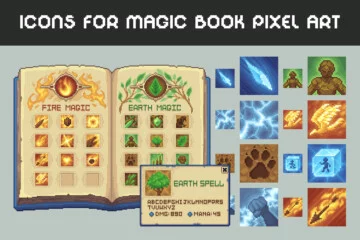 RPG Magic Icons & Spellbook Pixel UI Pack