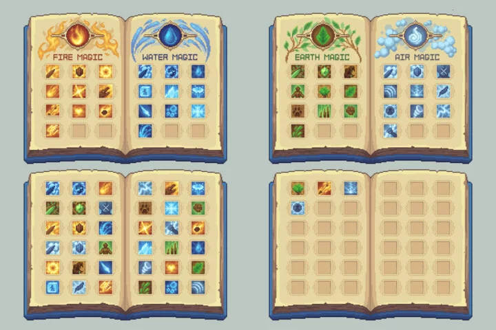 RPG Magic Icons & Spellbook Pixel UI Pack