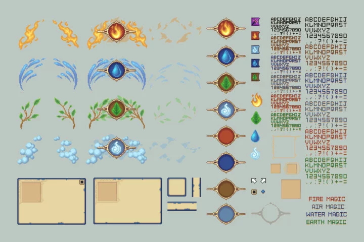 RPG Magic Icons & Spellbook Pixel UI Pack