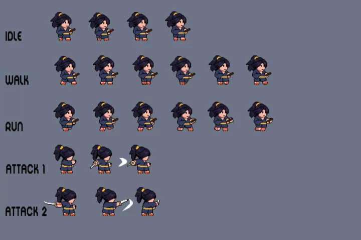 Tiny Shinobi Pixel Art Characters Pack
