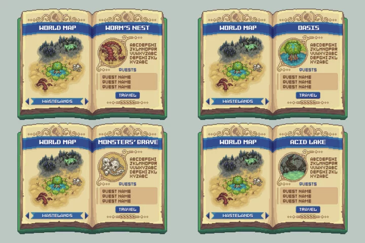 Fantasy Adventure Book Pixel UI Asset Pack