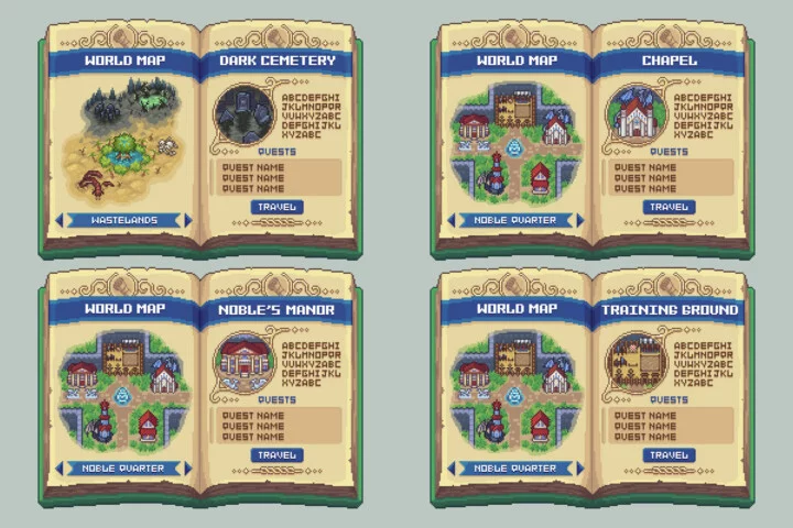 Fantasy Adventure Book Pixel UI Asset Pack