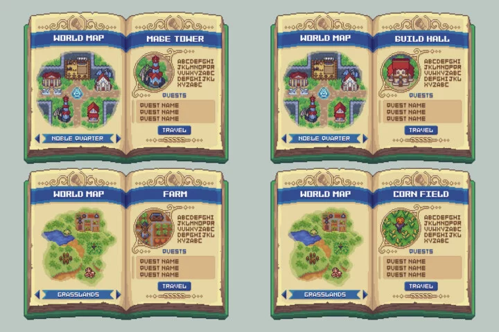 Fantasy Adventure Book Pixel UI Asset Pack