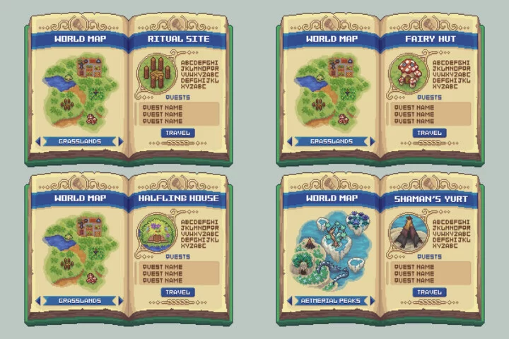 Fantasy Adventure Book Pixel UI Asset Pack