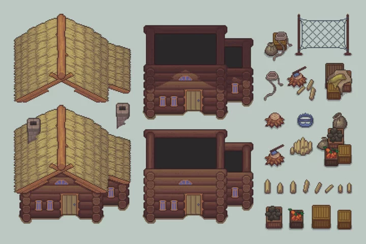 Fantasy RPG Hunter’s Lodge Top-Down Pixel Art Pack