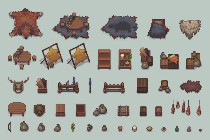 Fantasy RPG Hunter’s Lodge Top-Down Pixel Art Pack