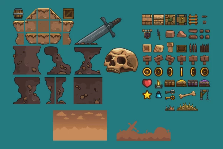 Free Ancient Titan Remains 2D Platformer Tileset