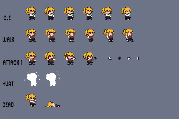 Free Tiny Schoolgirl Pixel Art Sprite Pack