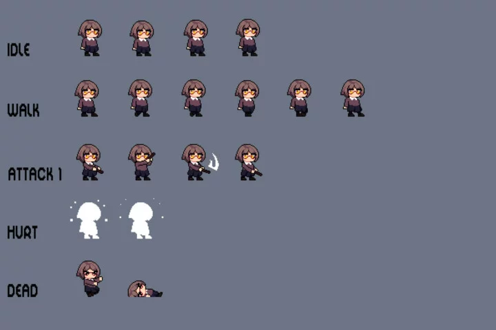 Free Tiny Schoolgirl Pixel Art Sprite Pack