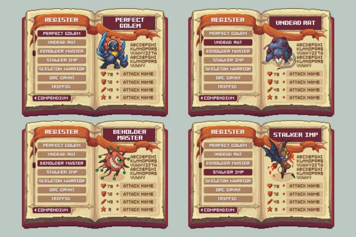 Pixel Art Bestiary Monsters Asset Pack 2