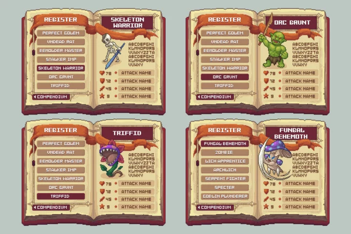 Pixel Art Bestiary Monsters Asset Pack 2