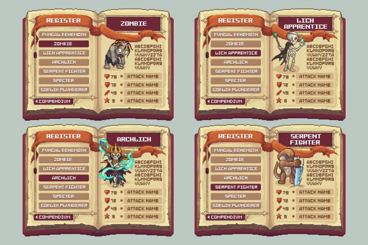 Pixel Art Bestiary Monsters Asset Pack 2