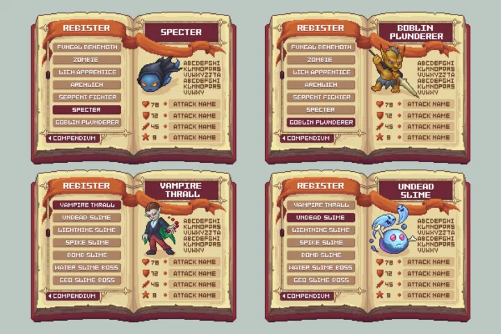 Pixel Art Bestiary Monsters Asset Pack 2