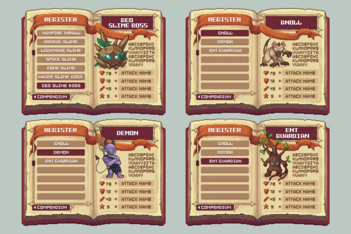 Pixel Art Bestiary Monsters Asset Pack 2