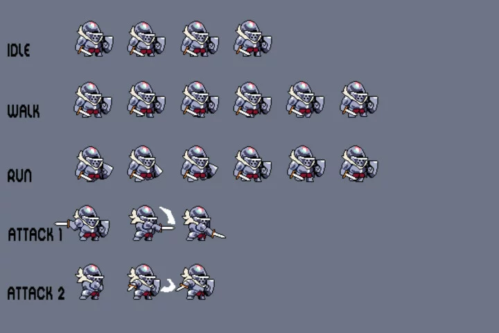 Tiny Medieval Knight Pixel Art Sprite Pack