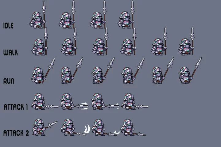 Tiny Medieval Knight Pixel Art Sprite Pack