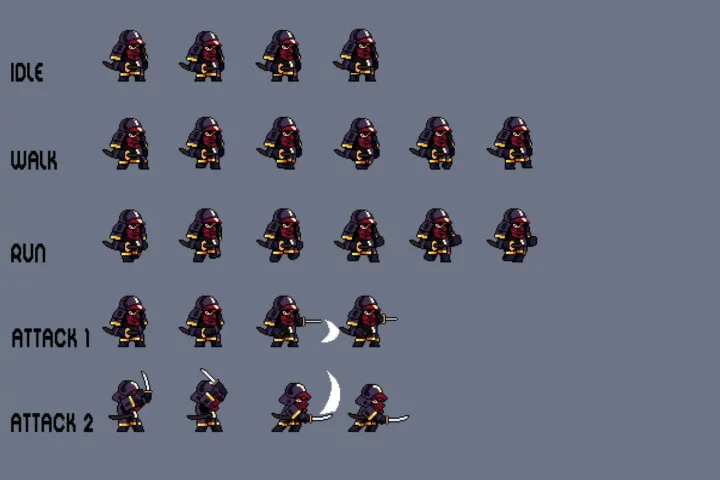 Tiny Samurai Pixel Art Sprite Pack