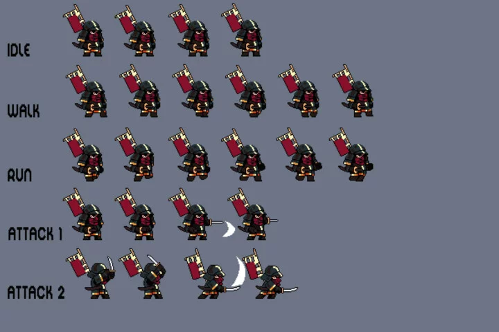 Tiny Samurai Pixel Art Sprite Pack