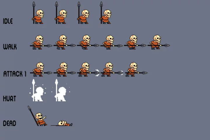 Tiny Skeleton Monster Pixel Sprite Pack