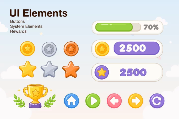Free Kids Math Game UI Kit — Numbers & Counting
