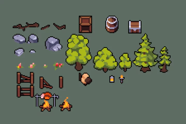 Free Medieval Fortress Top-Down Pixel Minigame Kit