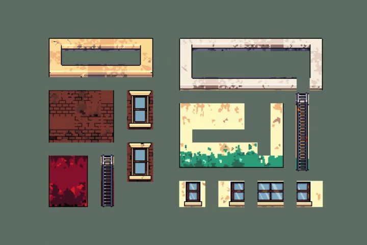 Free Urban Shooter Top-Down Pixel Art Mini Game Kit