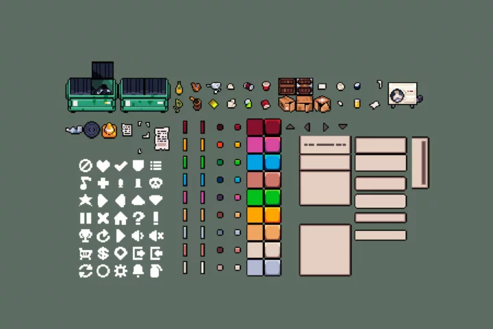 Free Urban Shooter Top-Down Pixel Art Mini Game Kit
