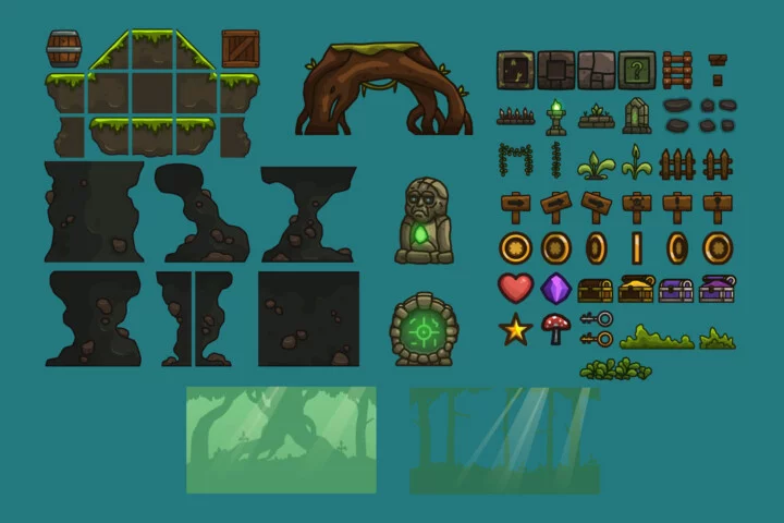 Free World Tree Roots 2D Platformer Tileset
