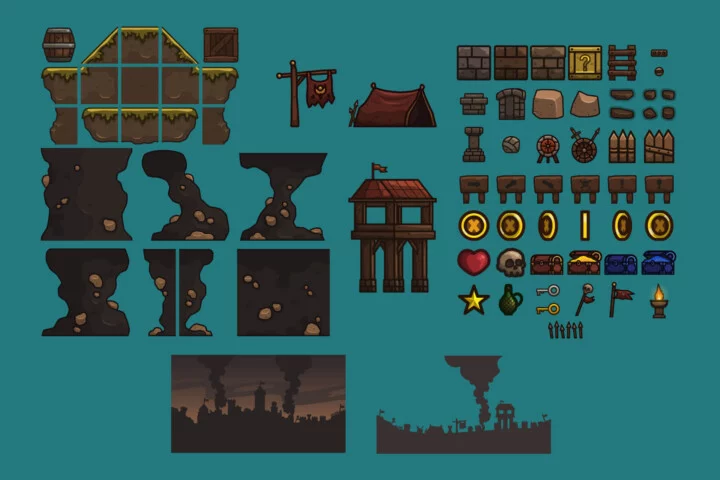 Ancient Battlefield 2D Platformer Tileset