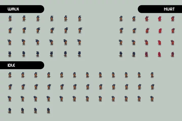 Archer 1–3 Level Pixel Top-Down Sprite Character